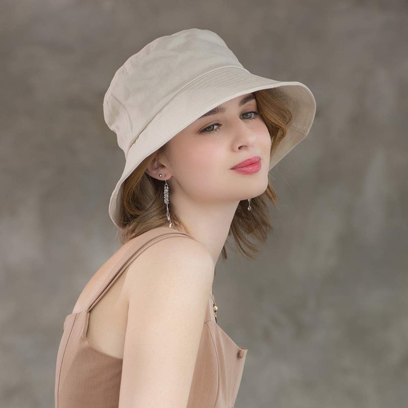 SOMALER Womens Cotton Wide Brim Sun Hats UPF64+ UV Packable Beach Hat Summer Bucket Cap for Travel - Image 5